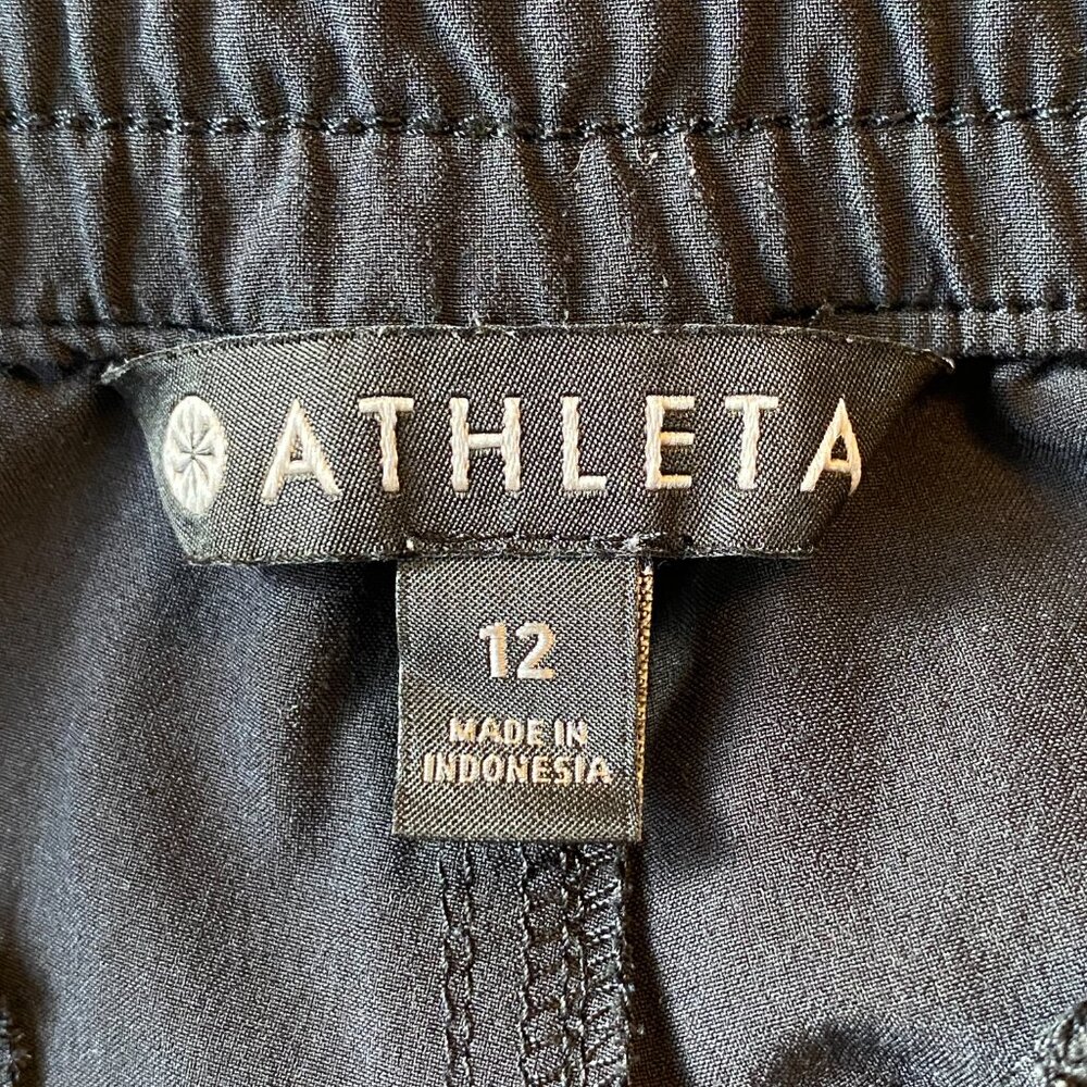 Athleta Chelsea Wide Leg Pant Black Featherwight Stretch Travel Work Sz 12 - Picture 8 of 10